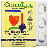 ChildLife, Elderberry Super-Immune SoftMelts, натуральный ягодный вкус, 27 таблеток - Оригинал