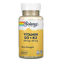 Витамин D3 и K2, Solaray Vitamin D3 + K2 60 капсул