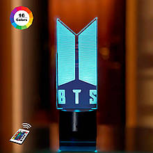 3D нічник "BTS" (ВОЛІЧНЕ ЗОБРАЖЕННЯ)+ пульт ДК + мережевий адаптер + батарейки (3ААА)  3DTOYSLAMP