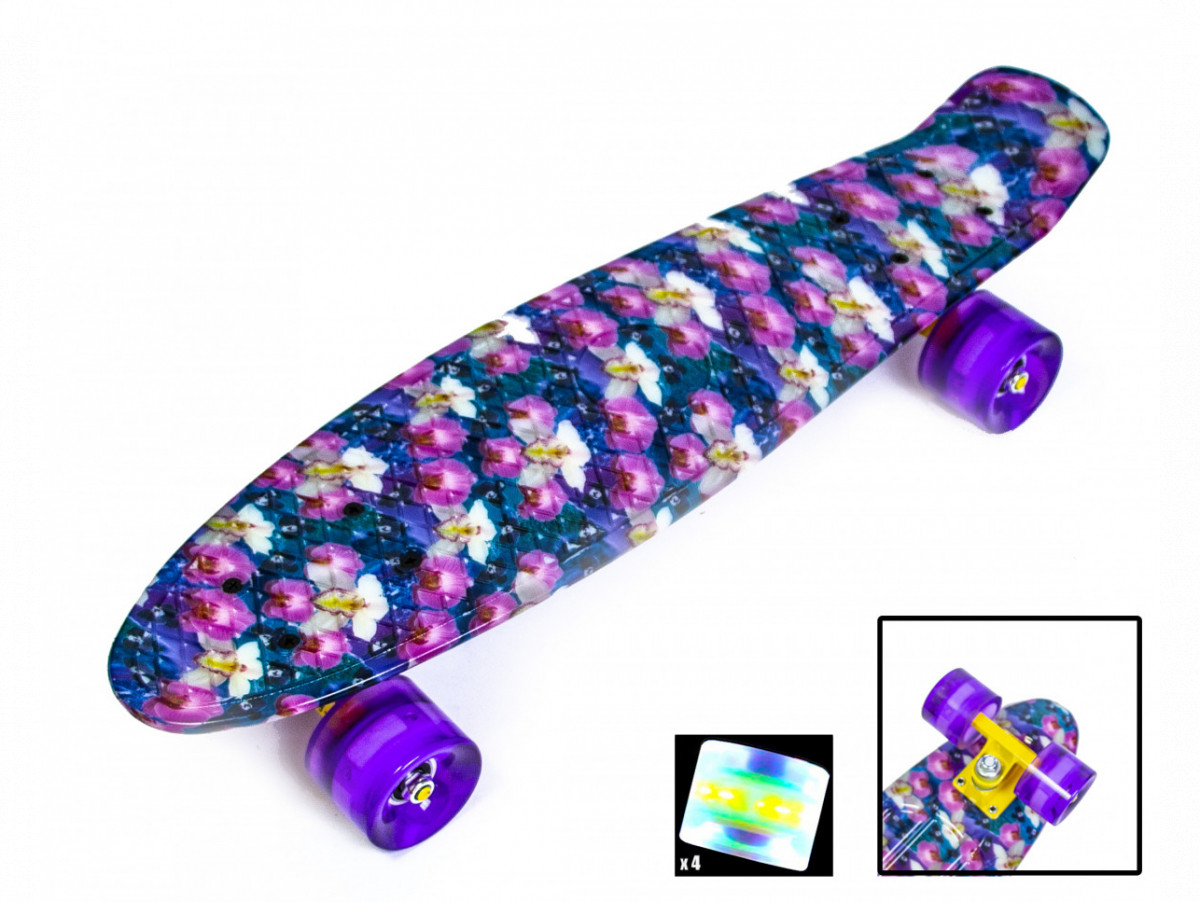Пенні борд Penny Board Flower Orchid світяться колеса бузковий UB арт. 1968