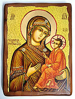 Тихвинская икона Пресвятая Богородица(на масиве ольхи, размер 17*23 см)