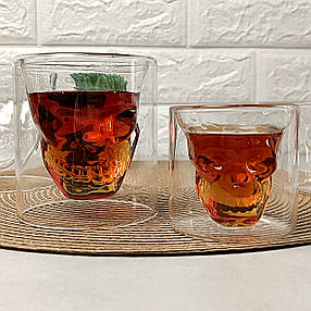 Стакан з боросилікатного скла Череп 200 мл з подвійними стінками, фото 2