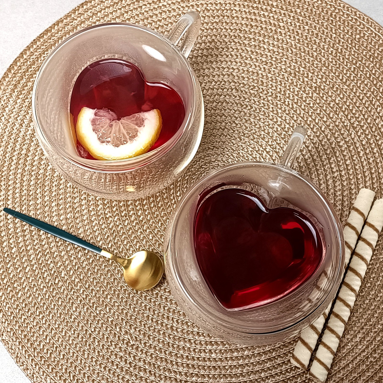 Набір чашок з сердечками 250 мл 2 шт Ardesto, чашки з подвійними стінками