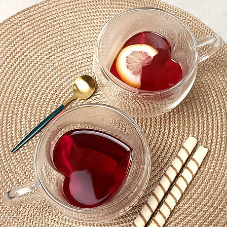 Набір чашок з серцем всередині 300 мл 2 шт Ardesto, чашки з подвійними стінками, фото 1