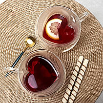 Набір чашок з серцем всередині 300 мл 2 шт Ardesto, чашки з подвійними стінками, фото 5