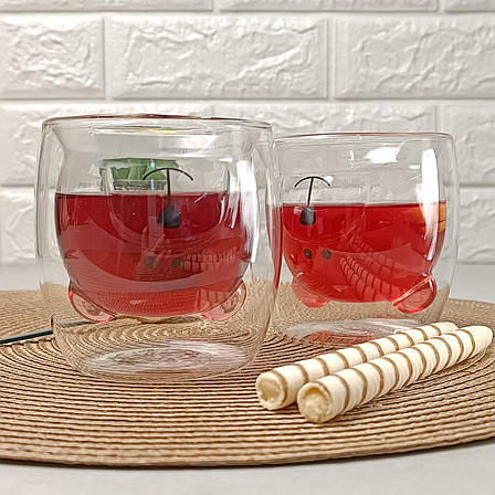 Набір склянок з подвійним дном з ведмедиками 250 мл 2 шт Ardesto, склянки з подвійним дном, фото 2