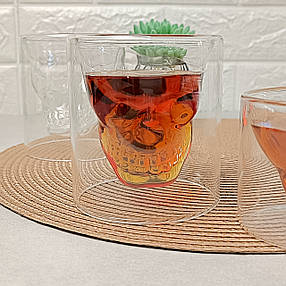 Стакан з боросилікатного скла Череп 200 мл з подвійними стінками, фото 3