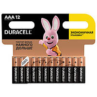 Минипальчиковые батарейки ААА DURACELL MN2400 AAA 12 шт., щелочные, мизинчиковые, дюрасель