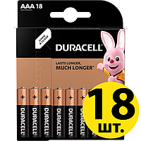 Минипальчиковые батарейки ААА DURACELL MN2400 AAA 18 шт., щелочные, мизинчиковые, дюрасель