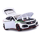 Машинка Honda Civic Type-R іграшка моделька металева колекційна 15 см Білий (59449), фото 5