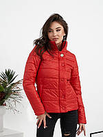 Куртка женская на змейке и кнопках, модель 211, цвет красный/ красного цвета