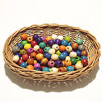 Дерев'яні намистини 13мм (100шт в упаковці) різних кольорів