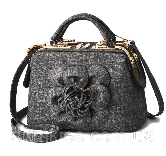 Жіноча міні сумочка з квіткою. Модна сумка жіноча квітка, фото 1