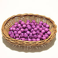 Дерев'яні намистини 13мм (100шт в упаковці) рожево-бузкового кольору