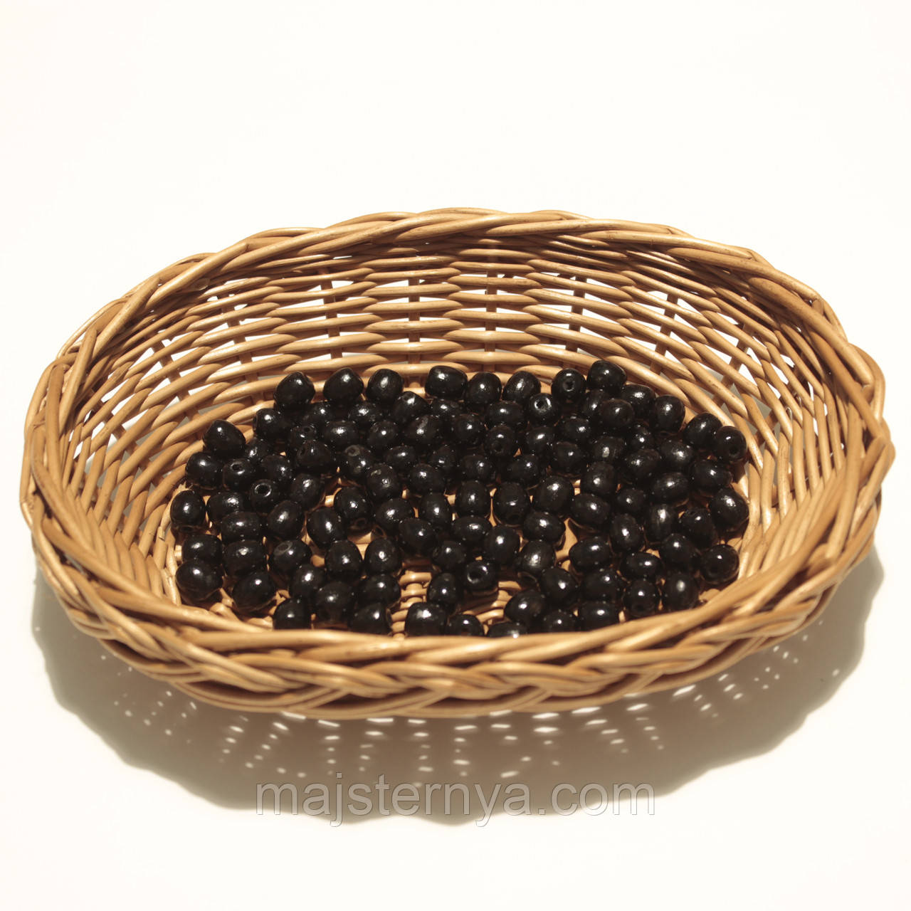 Дерев'яні намистини 8мм (100шт в упаковці) чорного кольору