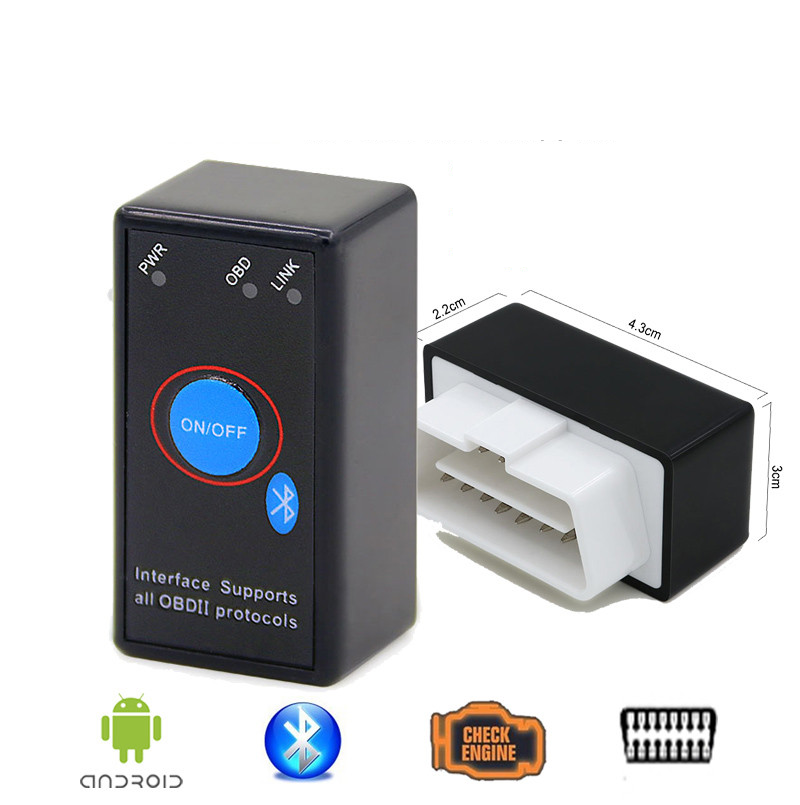 Elm 327 v 1.5 автосканер OBD2 елм327 блютуз з кнопкою сканер для діагностики версія обд2, фото 1