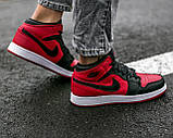 Жіночі кросівки Nike Air Jordan 1 Retro mid Black Red | Найк Аір Джордан 1 Чорні Червоні, фото 4