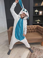 Кігурумі дитяча костюм піжама Заєць зайчик (80/86/92/98/104) біло-блакитний зріст 80 см.