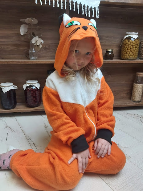 Кигуруми детский костюм пижама Лиса лис флис оранжевая (на рост: 80,86,92,98,104 см), фото 1