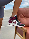 Чоловічі / жіночі кросівки Nike Air Jordan Retro 1 Mid SE Black Dark Beetroot | Найк Аір Джордан 1, фото 4