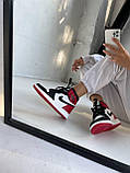 Чоловічі / жіночі кросівки Nike Air Jordan 1 RETRO HIGH RED / BLACK SWOOSH | Найк Аір Джордан 1 Червоні, фото 4