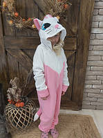 Кігурумі дитяча костюм піжама Кішка котик (80/86/92/98/104) біло-рожевий зріст 80 см.