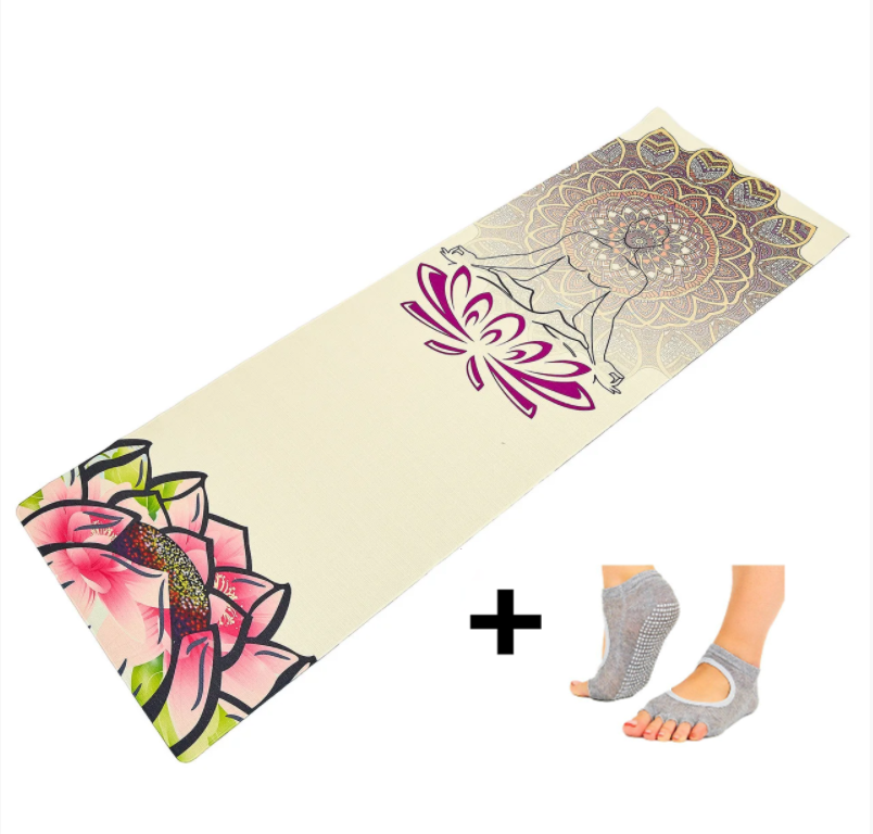 Килимок для йоги, фітнесу і пілатесу. Йога-мат каремат Джутовий (Yoga mat) 3мм - Спокій Лотоса