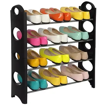 Полиця для взуття Stackable Shoe Rack на 4 полиці / Місткий органайзер для взуття