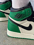 Чоловічі / жіночі кросівки Nike Air Jordan 1 High Retro Black Green White | Найк Аір Джордан 1 Зелені, фото 6