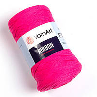 Yarnart RIBBON (Рибон) № 803 ярко-малиновый (Пряжа полухлопок, нитки для вязания)