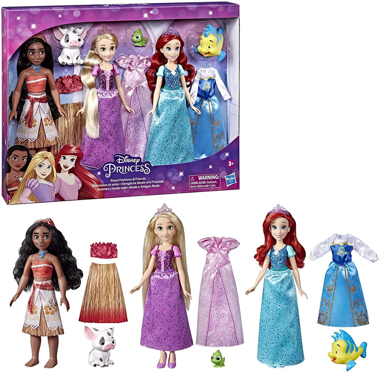 Набір принцес Дісней Аріель Моана Рапунцель з вихованцем Disney Princess Royal Fashions and Friends