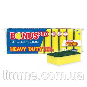 Губки для миття посуд Bonus Heavy Duty 1 Упаковка / 10 шт.