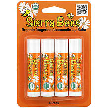 Бальзами для губ Sierra Bees "Organic Lip Balms" мандарин і ромашка (4 шт.)