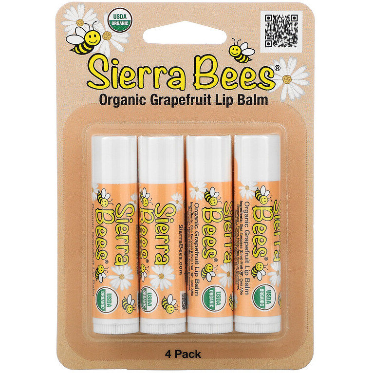 Бальзами для губ Sierra Bees "Organic Lip Balms" грейпфрут (4 шт.), фото 1