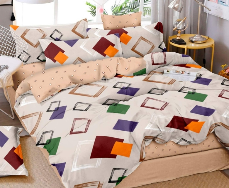Евро розмір постільна білизна бязь «Кольорові ромби», фото 1