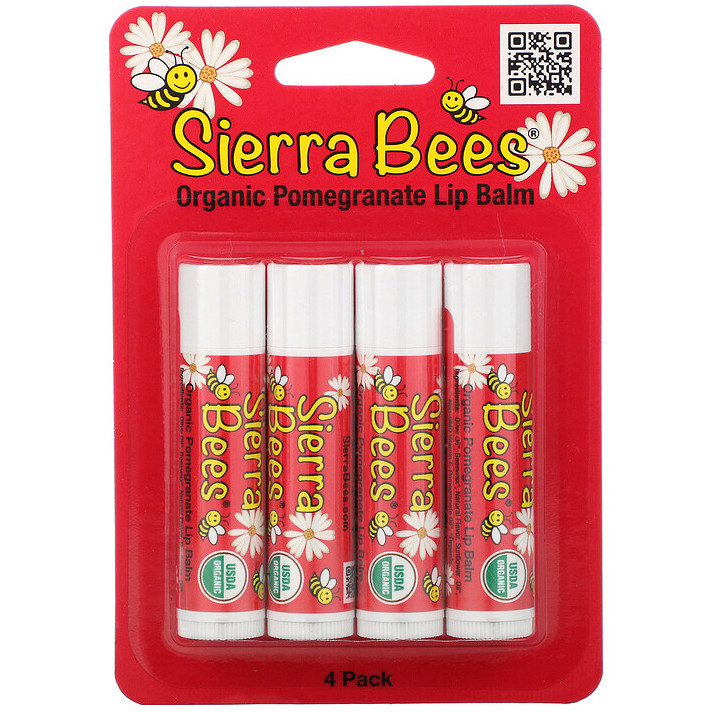Бальзами для губ Sierra Bees "Organic Lip Balms" гранат (4 шт.)