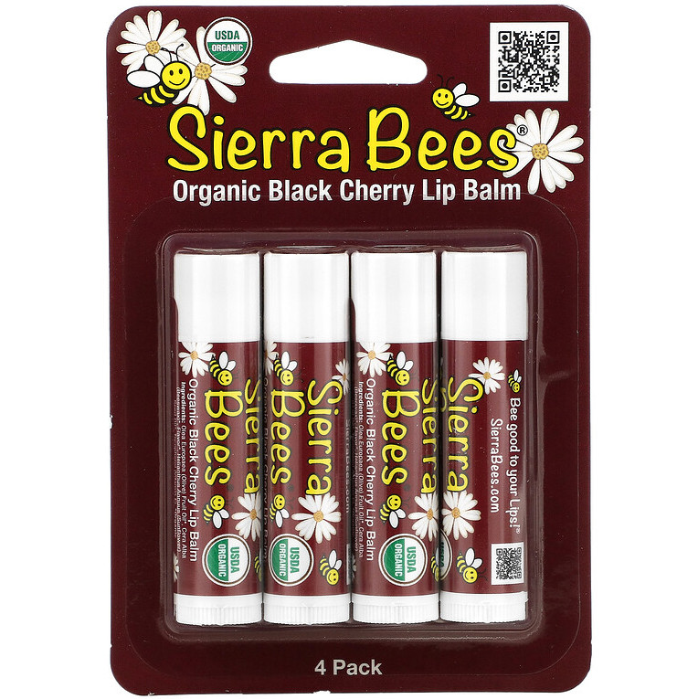 Бальзами для губ Sierra Bees "Organic Lip Balms" зі смаком черешні (4 шт.), фото 1