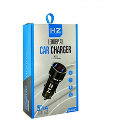 Автомобільний зарядний пристрій USB x 2 + вольтметр HZ HC7 / 3.1A / 6873