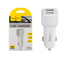 Автомобільний зарядний пристрій USB x 2 Hoco Z23 / 2.4A 12W / 7087