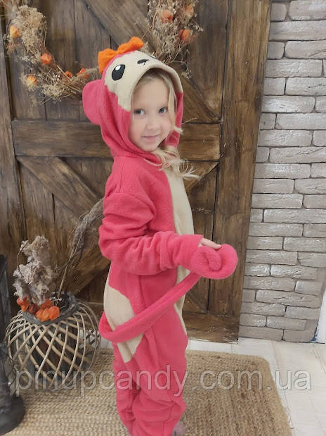Кигуруми детский костюм пижама Обезьяна обезьянка розовая (на рост: 80,86,92,98,104 см), фото 1