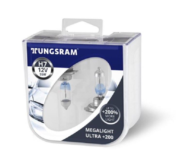 Megalight Ultra Н7 +200% Tungsram — на 200% більше світла (Угорщина) (ціна за дві лампи), фото 1