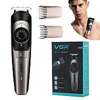 Беспроводная машинка для стрижки волос VGR V-088 / Аккумуляторный триммер с насадками для стрижки бороды, усов