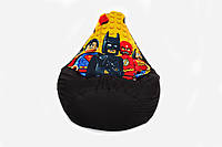 Крісло мішок чорний груша Lego Batman (120х75) Бетмен лего