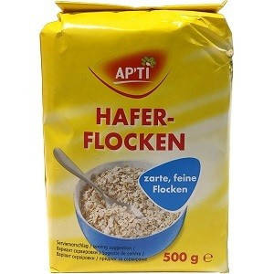 Вівсянка класична суцільнозернова Apti Haferflocken 500 г, Німеччина, швидкого приготування