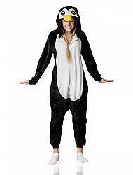 Кігурумі костюм піжама з флісу Пінгвін (розмірий на зріст від 181 до 200+ см) чорний
