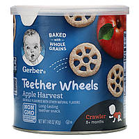 Gerber, Teether Wheels, Снеки для малышей от 8 месяцев, с яблоком, 42 г