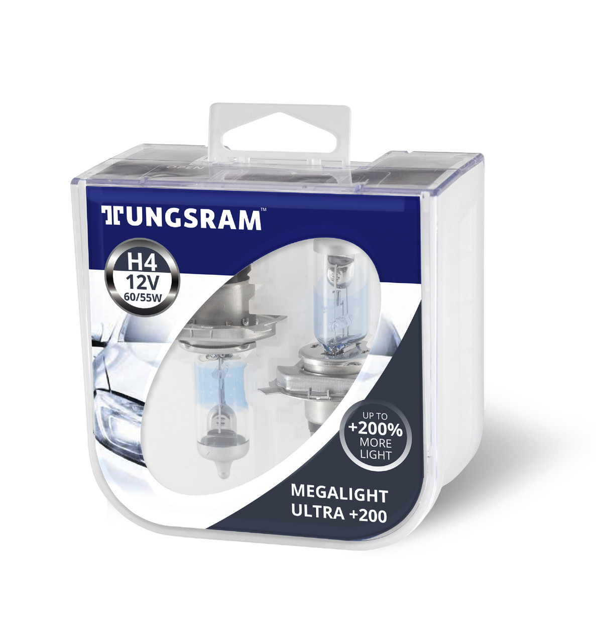 Megalight Ultra Н4 +200% Tungsram — на 200% більше світла (Угорщина) (ціна за дві лампи)
