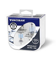 Megalight Ultra Н4 +200% Tungsram - на 200% больше света (Венгрия) (цена за две лампы)