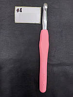 Крючок для вязания с розовой ручкой 8 мм