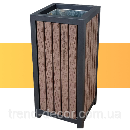 Вулична урна TrendDecor 0102, 53л. (метал/*дпк дошка з деревинно-полімерного композиту), фото 1
